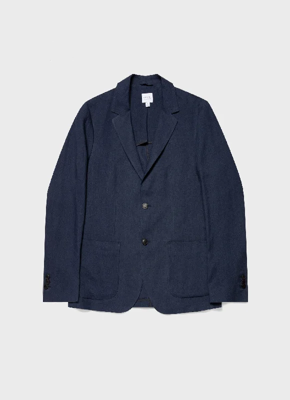Special Discount Men's Linen Blazer in Light Navy