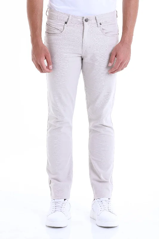 Closeout Regular Fit 5 Pocket High Waist Cotton Beige Casual Pants