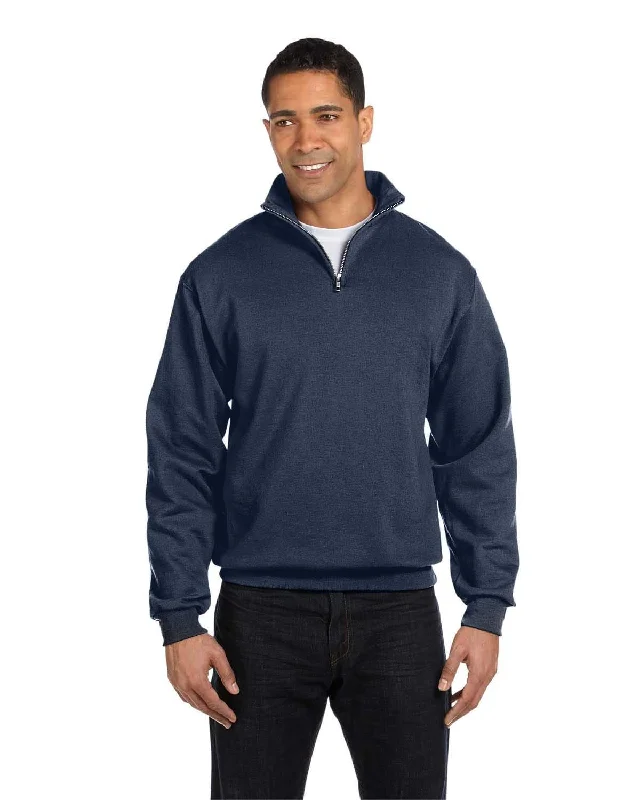 Best Bargains Jerzees NuBlend 50/50 Quarter-Zip Cadet Collar Sweatshirt | Vintage Htr Navy