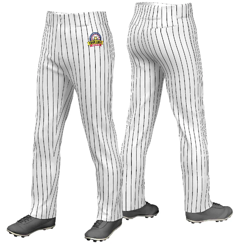 Closeout Sale Custom White Black Pinstripe Fit Stretch Practice Loose-fit Baseball Pants