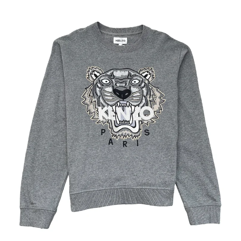 Weekend Bargains to Grab Men's Embroidered Tiger Sweatshirt Grey Size M