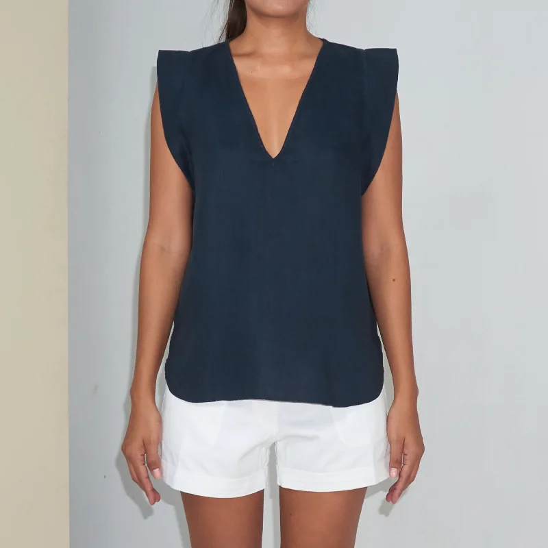 TEE VS TOP - Linen | Midnight Blue