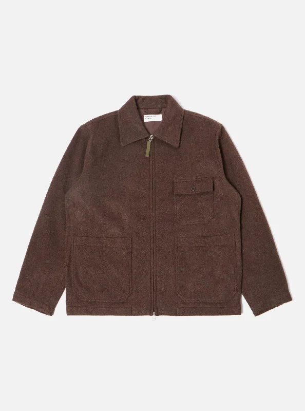 Savings Soar This Weekend Universal Works Gower Jacket in Brown Melange Melton
