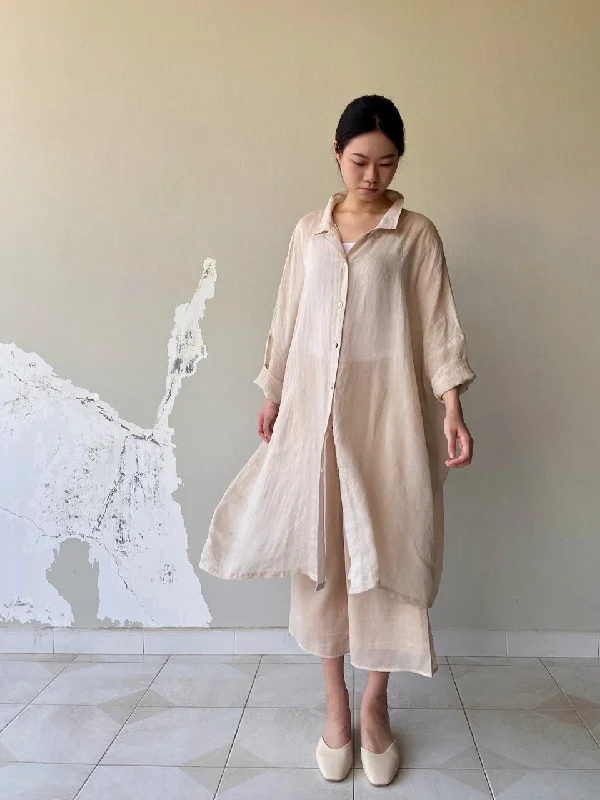 Ramie Maxi Shirt Dress