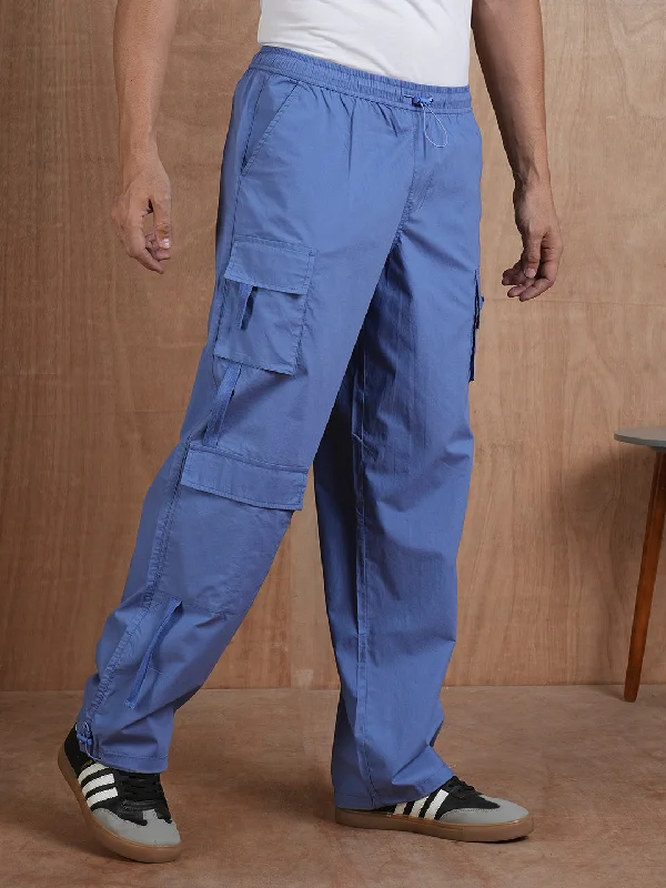 Hurry Up Parachute Pants For Men - Denim Blue