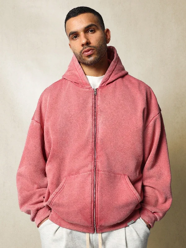 Lowest Prices Regular Fit Washed Zip-Up Hoodie