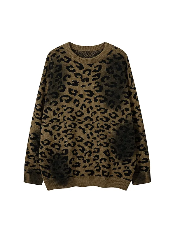 Weekend Specials Just for You Thesupermade Tie-dye Cheetah Jacquard Sweater
