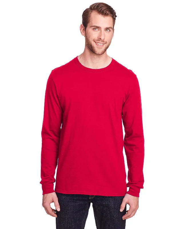 Online Only Fruit of the Loom Adult ICONIC Long Sleeve T-Shirt | True Red