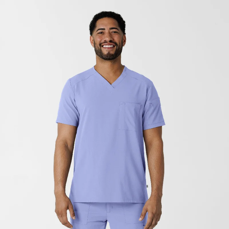 New Markdowns RENEW Men's V-Neck 5 Pocket Scrub Top - Ceil Blue