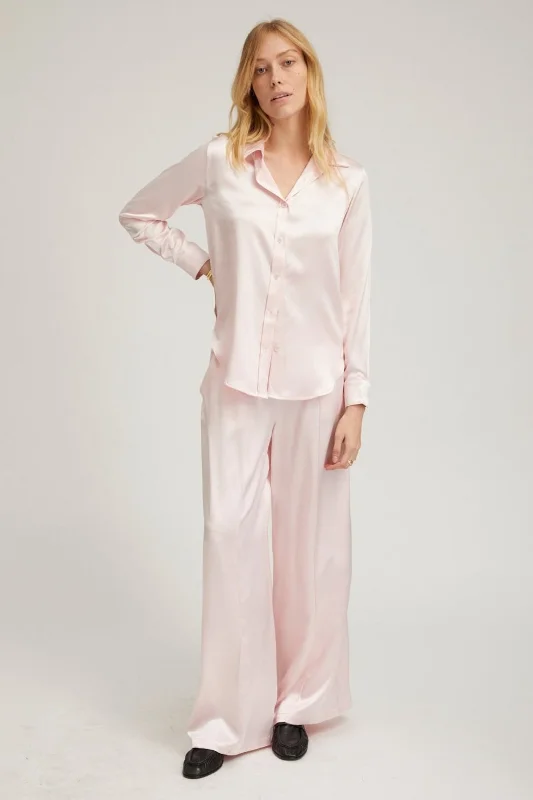 Ballet Silk Wide Leg Pintuck Pants