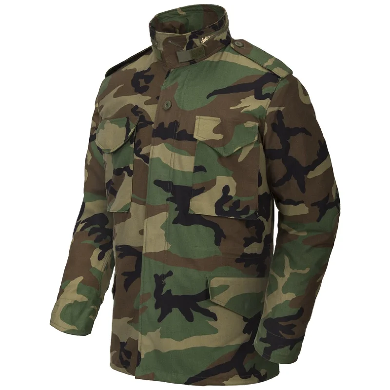 Weekend Discounts to Enjoy Helikon M65 Field Jacket NyCo Sateen Woodland Camo