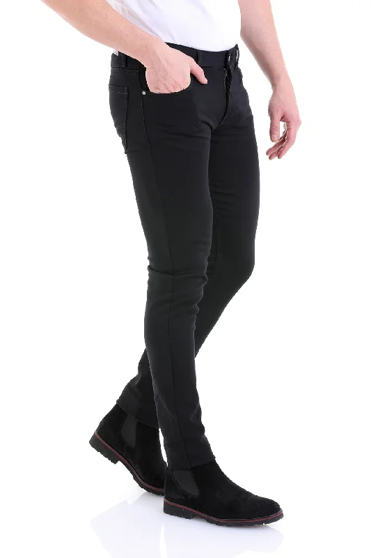 Limited Availability Slim Fit Black Cotton 5 Pocket Low Waist Casual Pants