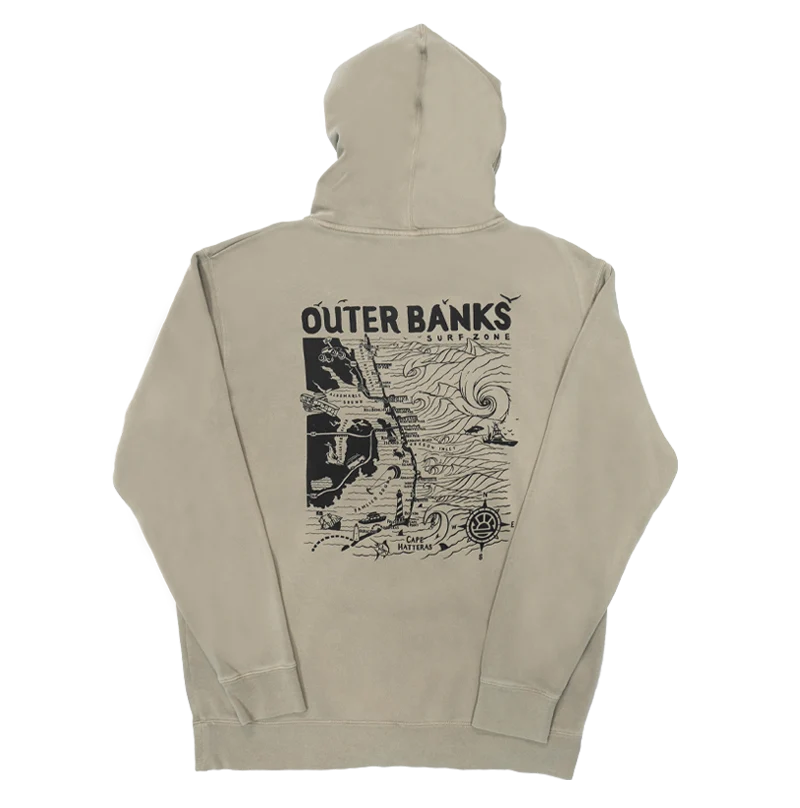 Epic Deals REAL Outer Banks Map Hooded Sweatshirt-Cement