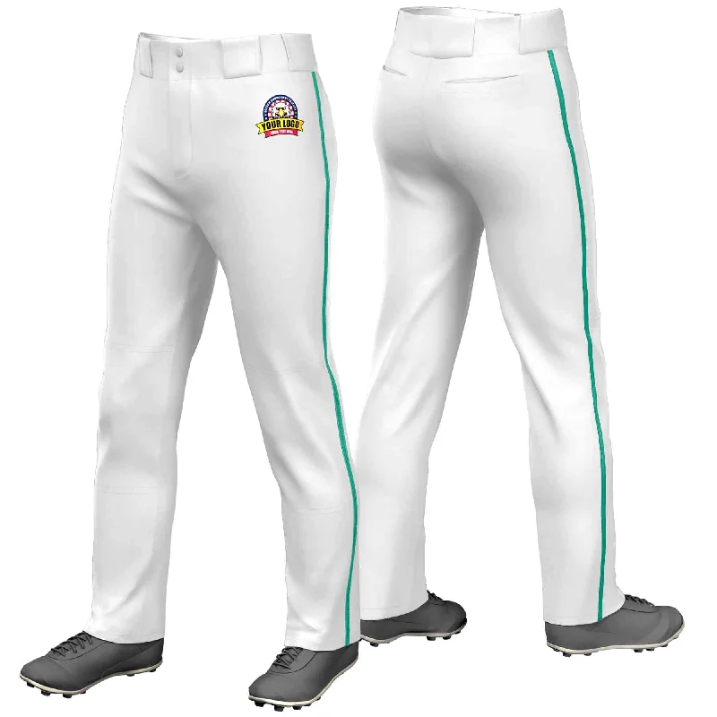 Loyalty Reward Custom White Teal Classic Fit Stretch Practice Loose-fit Baseball Pants