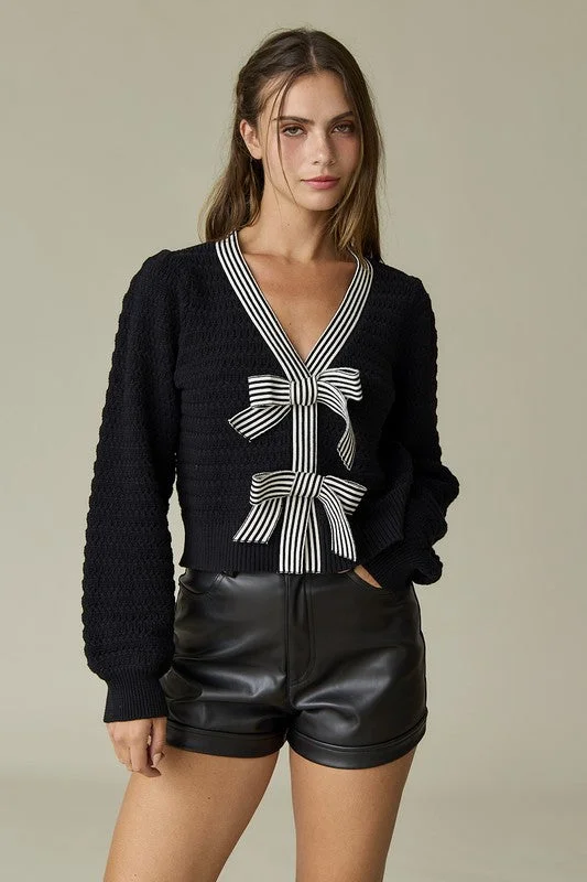 Harper Bow Knit Sweater Top - Medium - Final Sale