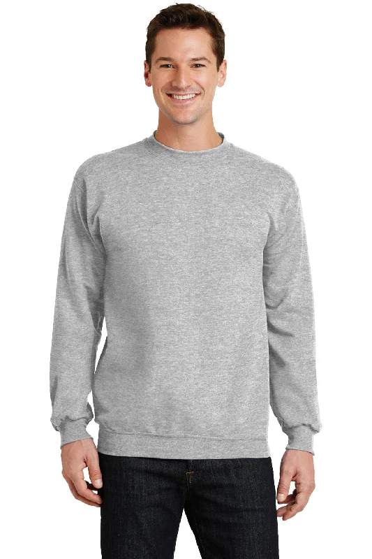 Clearance Sale Port & Company Mens Core Pill Resistant Fleece Crewneck Sweatshirt - Ash Grey