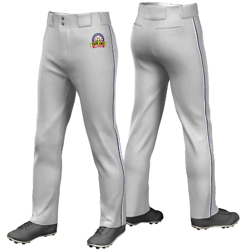 Weekend Discounts to Indulge In Custom Gray Navy-White Classic Fit Stretch Practice Loose-fit Baseball Pants