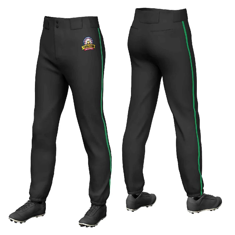 Stock Clearance Custom Black Kelly Green Classic Fit Stretch Practice Pull-up Baseball Pants