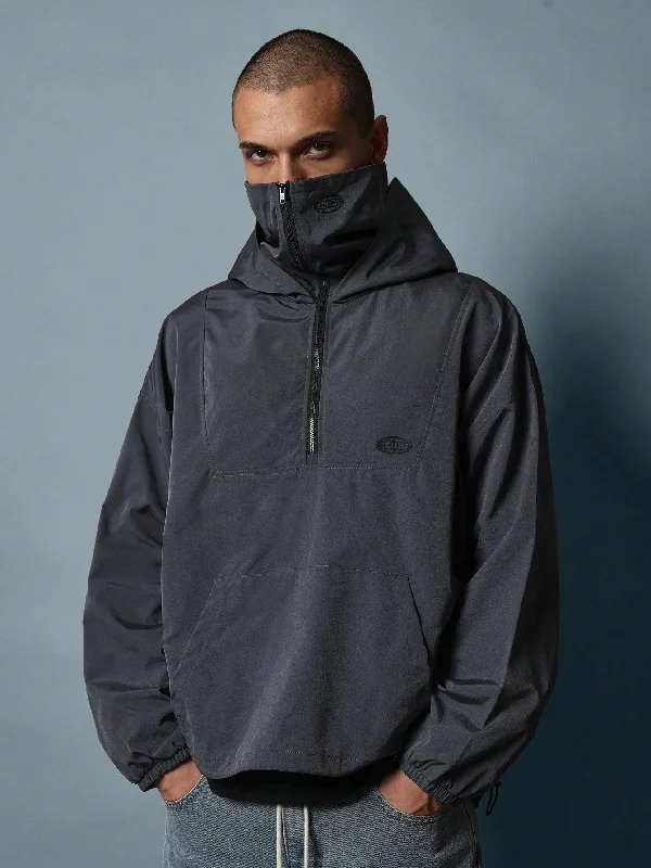 Special Buy Regular Fit Nylon Half Zip Mask Hoodie With Graphic Print
