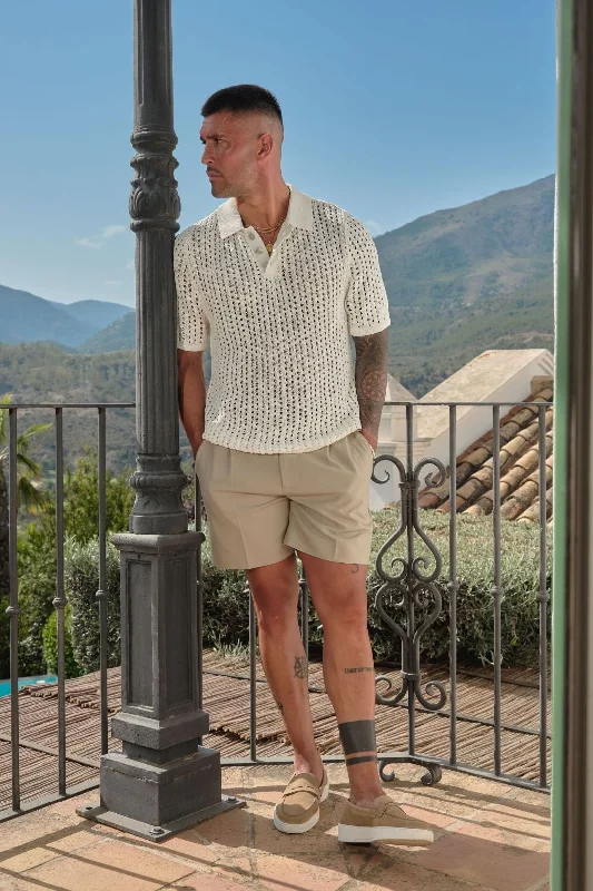Extra Savings Off White Crochet Polo