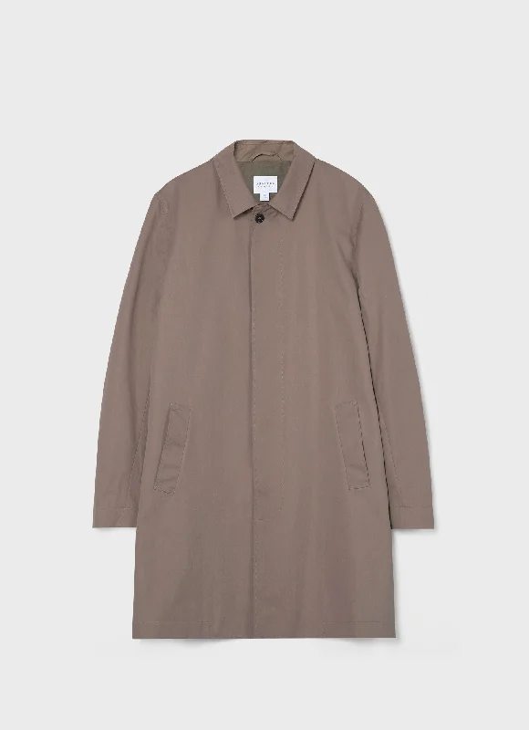 Early Access Men's Showerproof Cotton Mac in Dark Stone