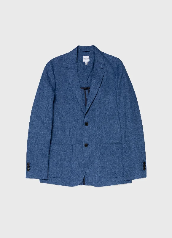 Weekend Bargains to Love Men's Linen Blazer in Blue Melange
