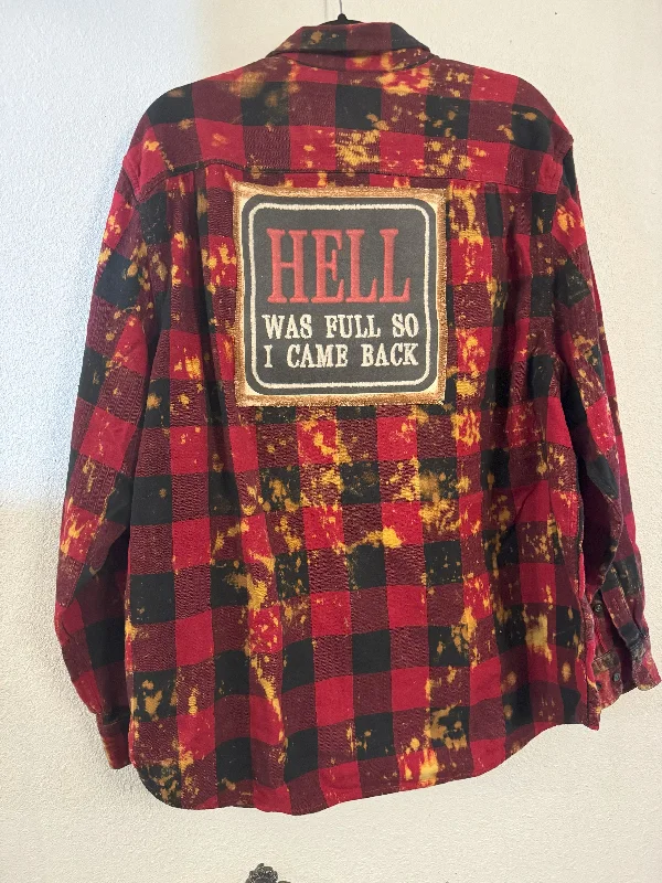 Tie Dye Flannel with quote: Hell was Full