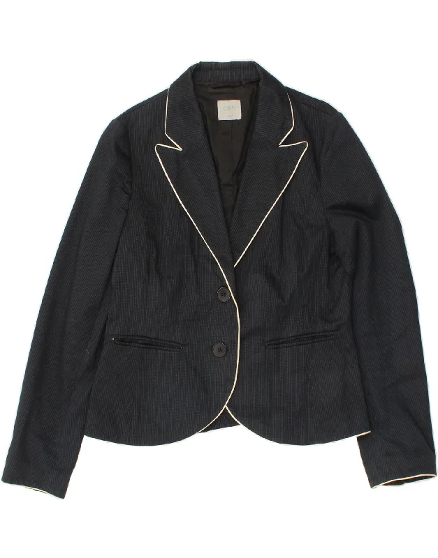 OASIS Womens 2 Button Blazer Jacket UK 16 Large Navy Blue Pinstripe