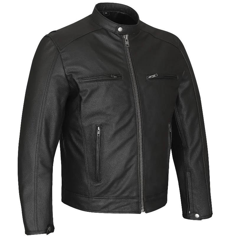 Exclusive Savings HMM543 High Mileage Plain Premium Men's Black Leather Jacket