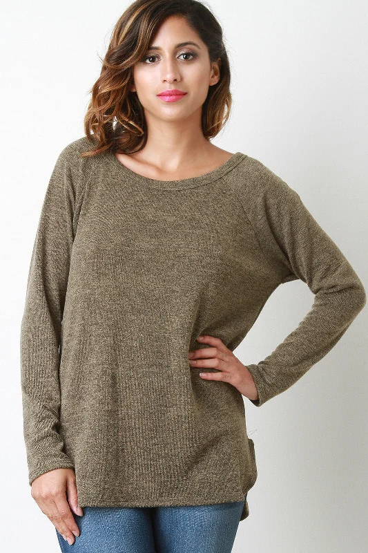 Back Button Accent Long Sleeves Sweater Top