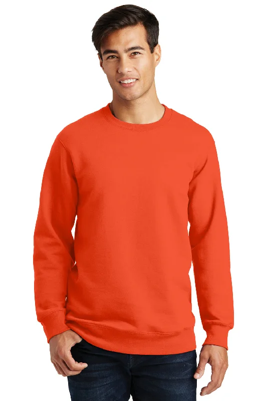 Final Clearance Port & Company Mens Fan Favorite Fleece Crewneck Sweatshirt - Orange - Closeout