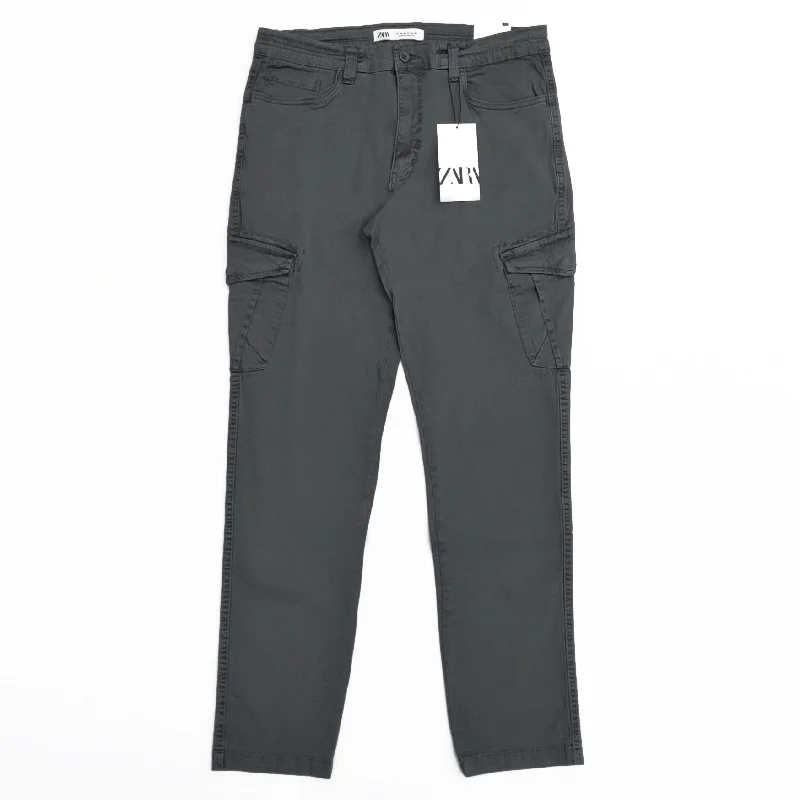 Price Rollback ZR - Men 'Grey' Stretchable Slim-Fit Cargo Cotton Trouser ZR790