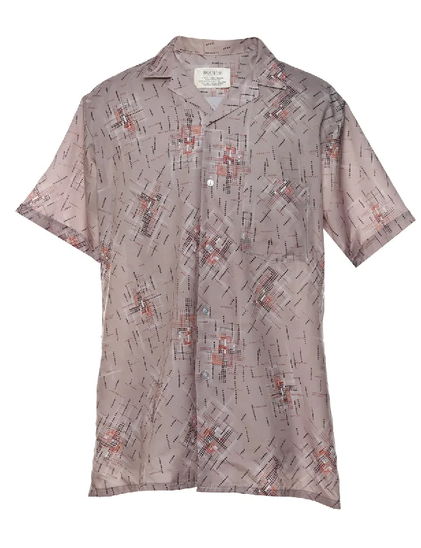 Unmissable Offer 1970s Black & Lilac Geometric Print Shirt - L