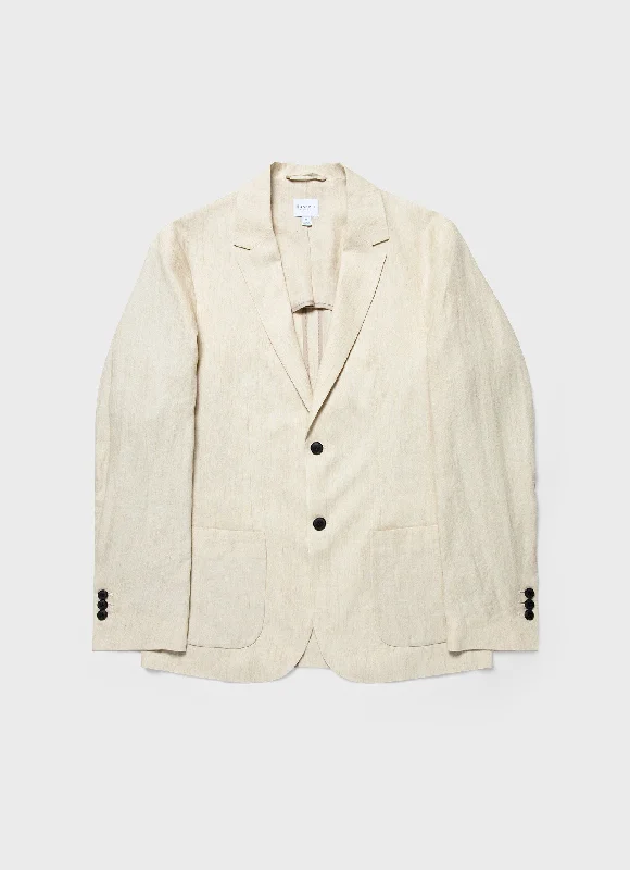 Closeout Men's Linen Unstructured Blazer in Light Sand