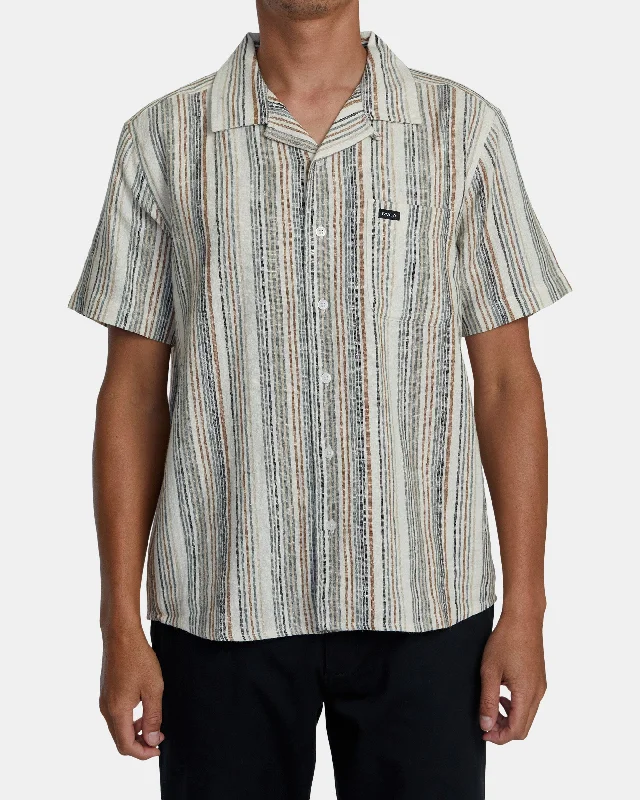 Sale Event Satellite Stripe Short Sleeve Shirt - Antique White