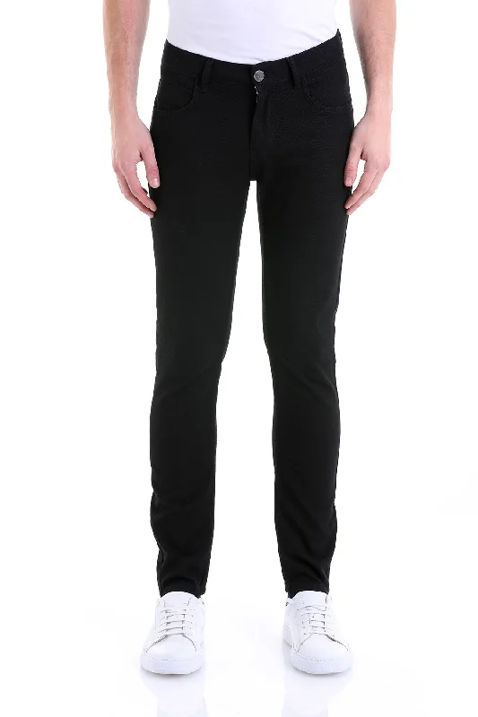 Weekend Discounts You Deserve Slim Fit 5 Cotton Pocket Black Casual Pants