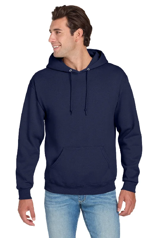Top Pick Jerzees Mens NuBlend Pill Resistant Fleece Hooded Sweatshirt Hoodie w/ Pouch Pocket - Navy Blue