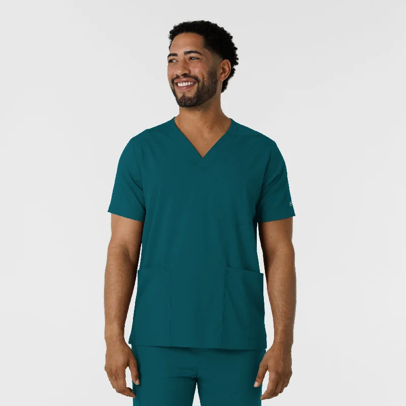Weekend Price Cuts Galore Boundless Men's Multi Pocket V-Neck Scrub Top - Caribbean