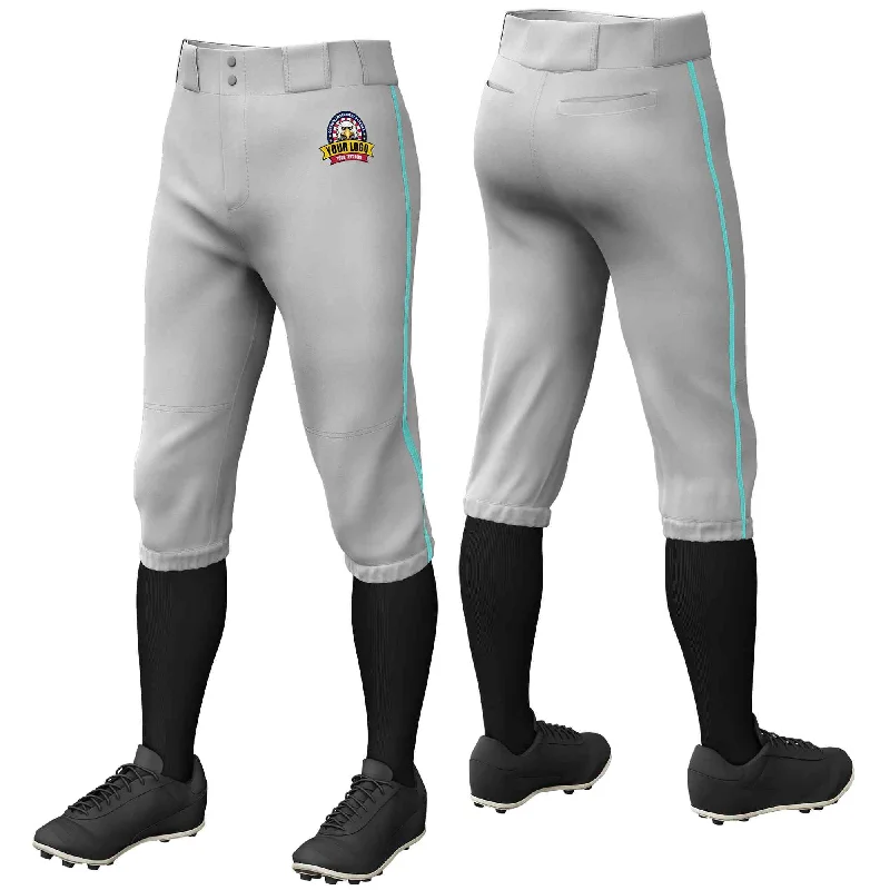 Price Smash Custom Gray Aqua Classic Fit Stretch Practice Knickers Baseball Pants