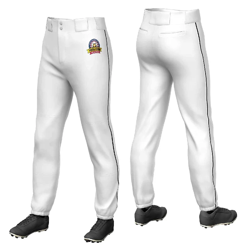 Today’s Deal Custom White Black-White Classic Fit Stretch Practice Pull-up Baseball Pants