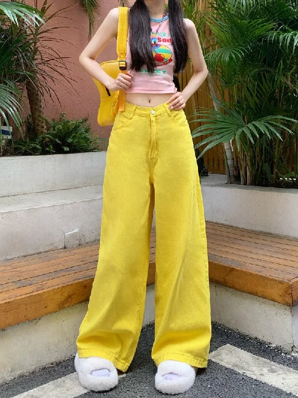 Reduced Prices Candy Colored Wide Cut Jeans