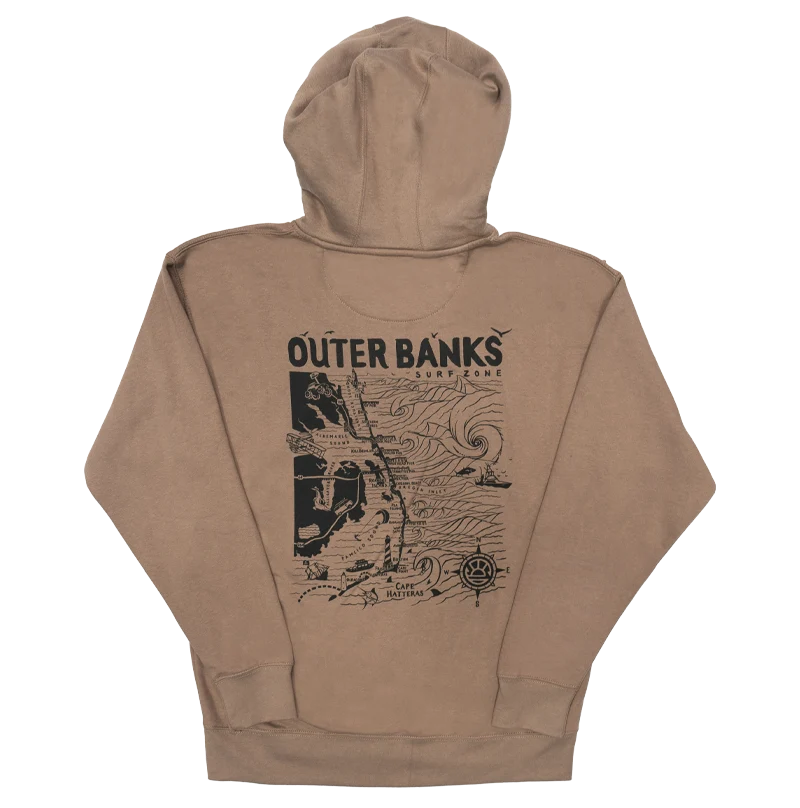 Buy Now REAL Outer Banks Map Hooded Sweatshirt-Latte