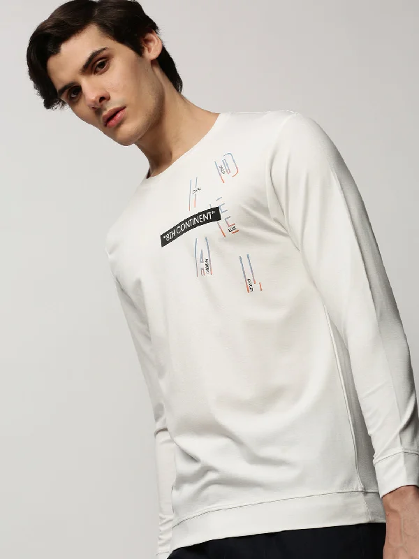 Savings Bonanza Men White Graphics Casual Sweatshirts