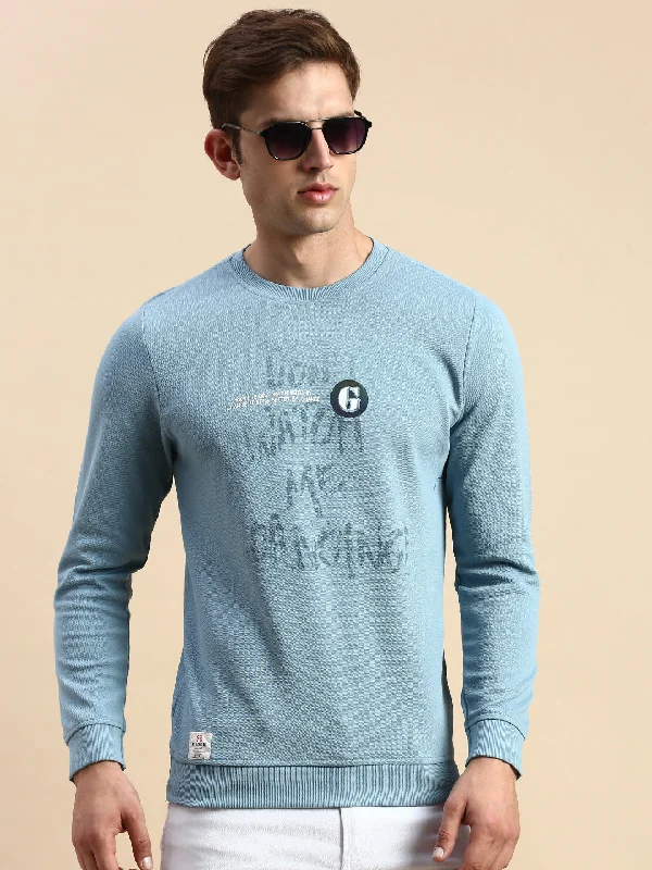 Mega Sale Men Blue Printed Casual Sweatshirt