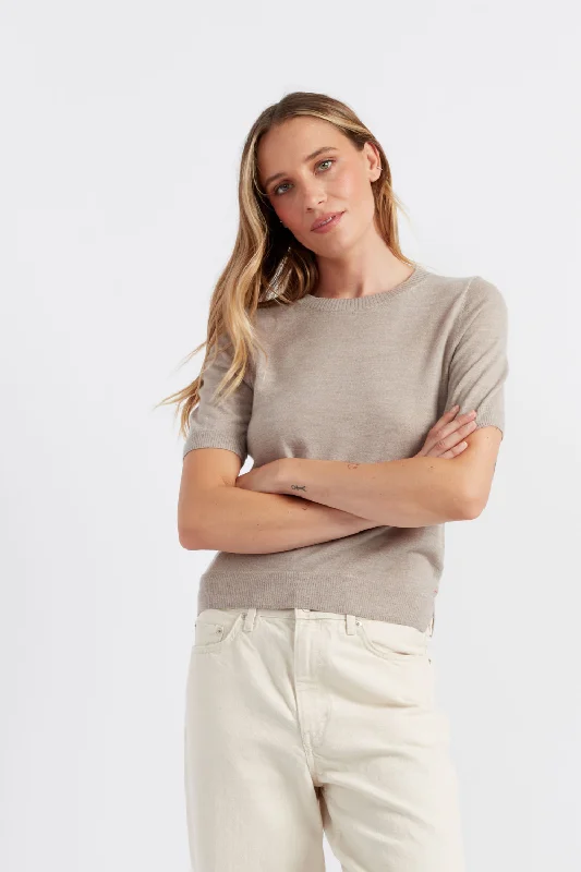 Hurry In Taupe Pure Merino T-shirt