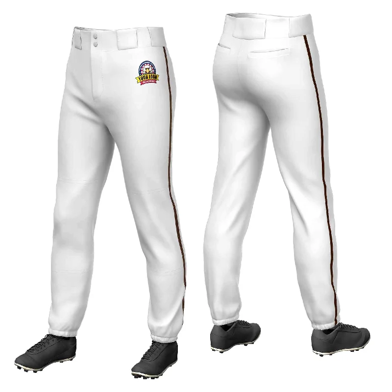 Flash Sale Custom White Brown Classic Fit Stretch Practice Pull-up Baseball Pants