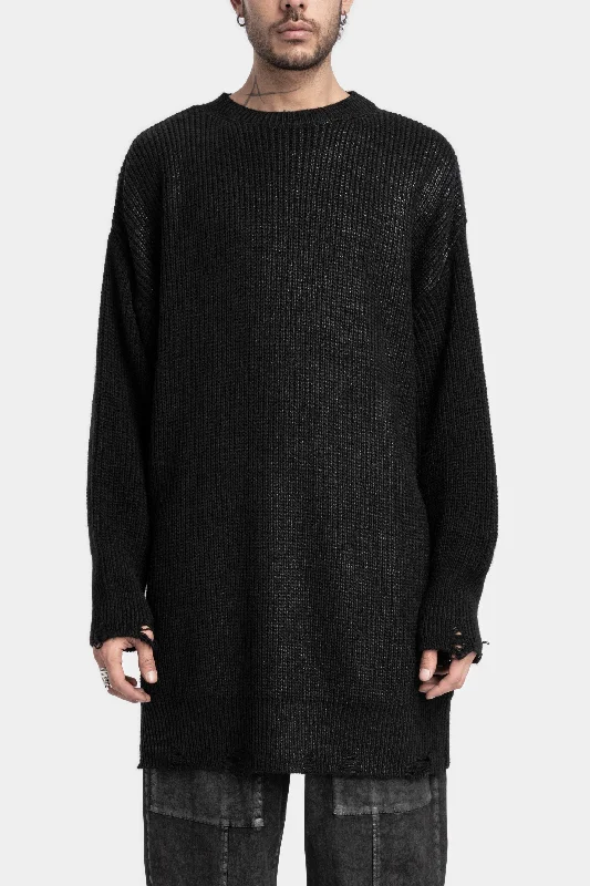 Super Sale Rib knitted front coated oversized sweater