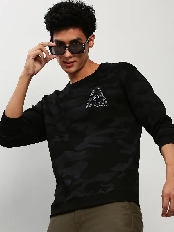While Supplies Last Men Black Camouflage Casual Sweatshirts