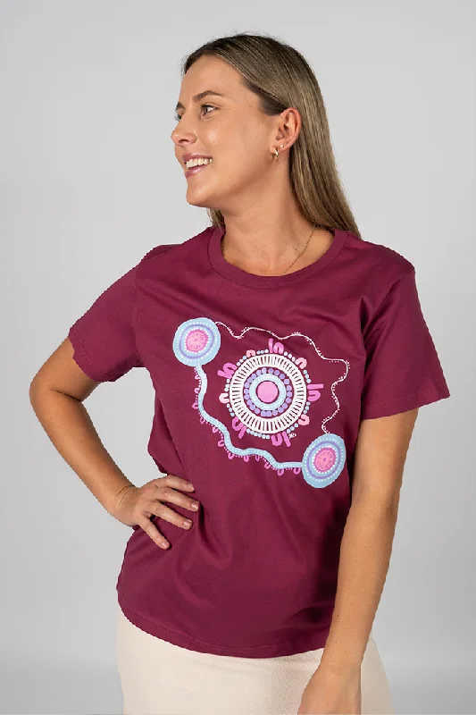Stock Clearance A Woman's Connection Berry Cotton Crew Neck Women's T-Shirt