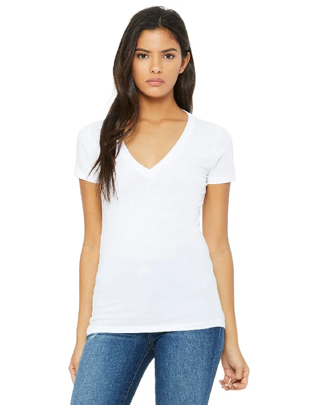 Super Sale Bella+Canvas Ladies Deep V-Neck T-Shirt | White